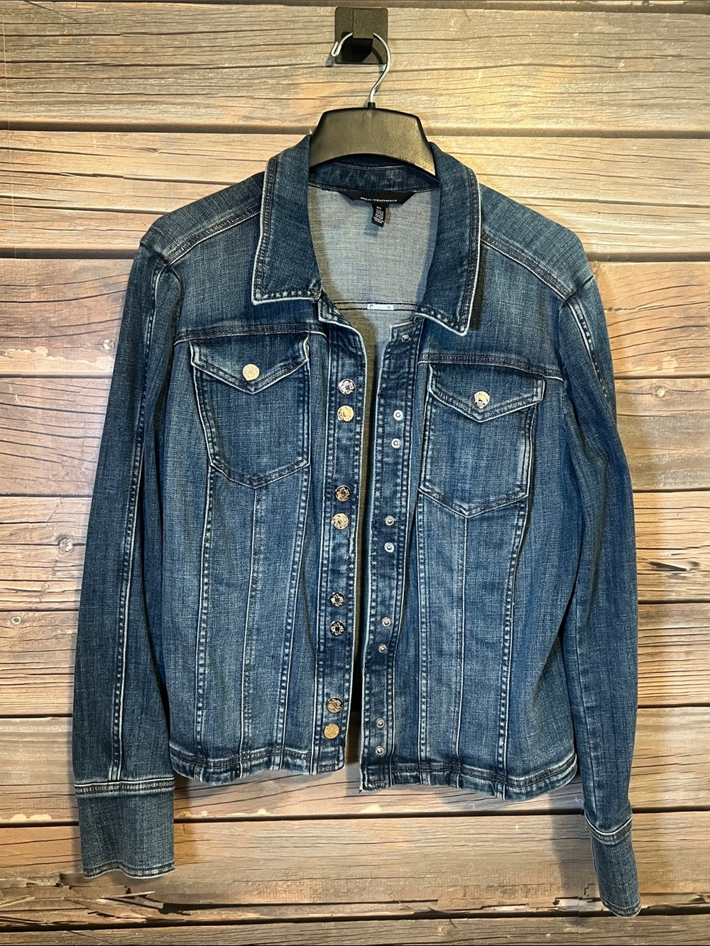 White House Black Market Women's Dark Wash Denim Jacket